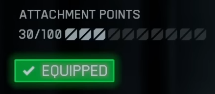 The in-game HUD for attachment points in Battlefield 6, showing a budget of 30 out of 100 points used.