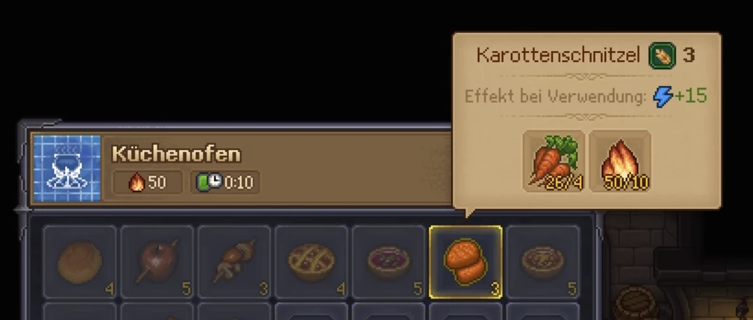 Karottenschnitzel mit fünfzehn Energie und Rezeptanforderung Landwirtschaft drei