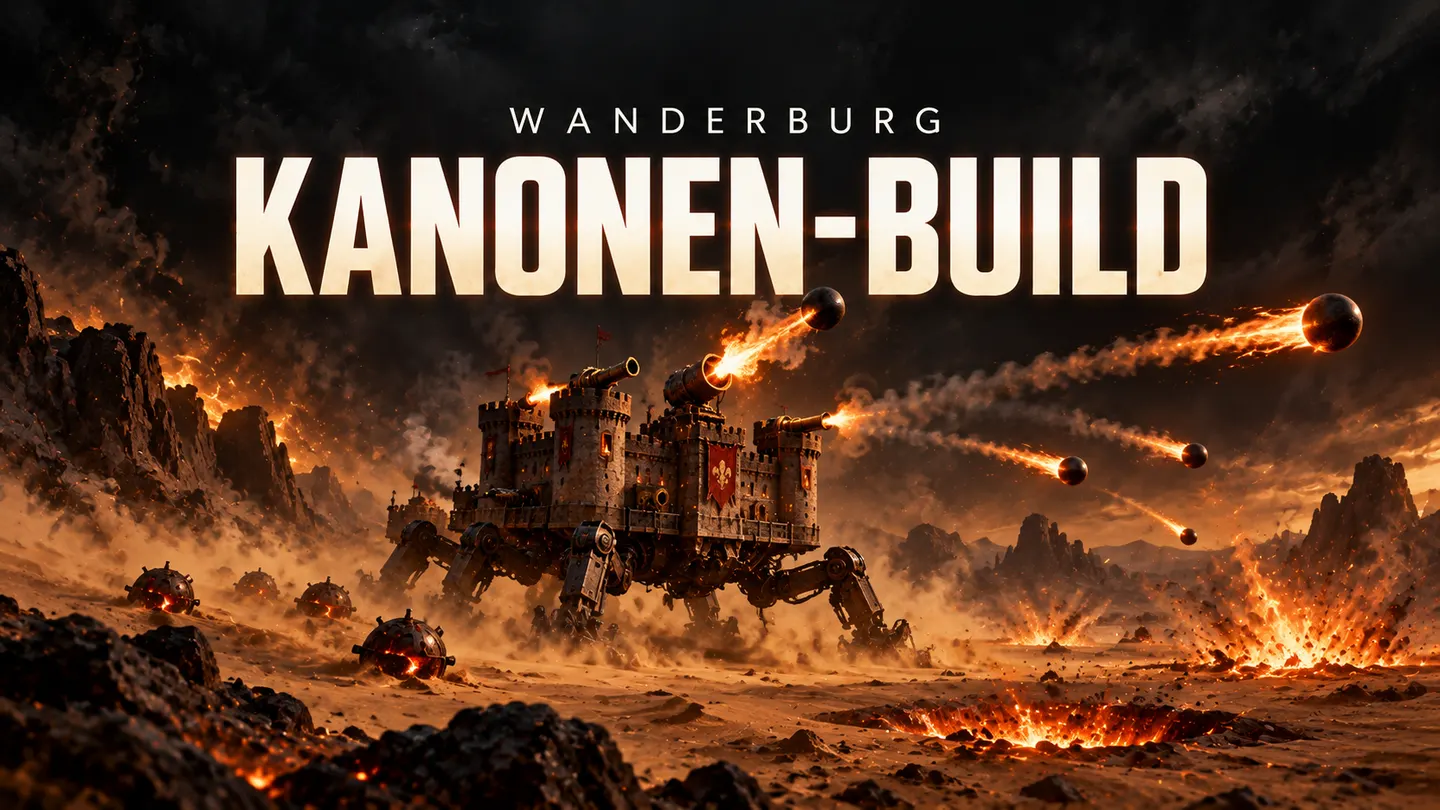 Spinnenburg verschießt Kanonenkugeln in der Wüste – symbolische Illustration